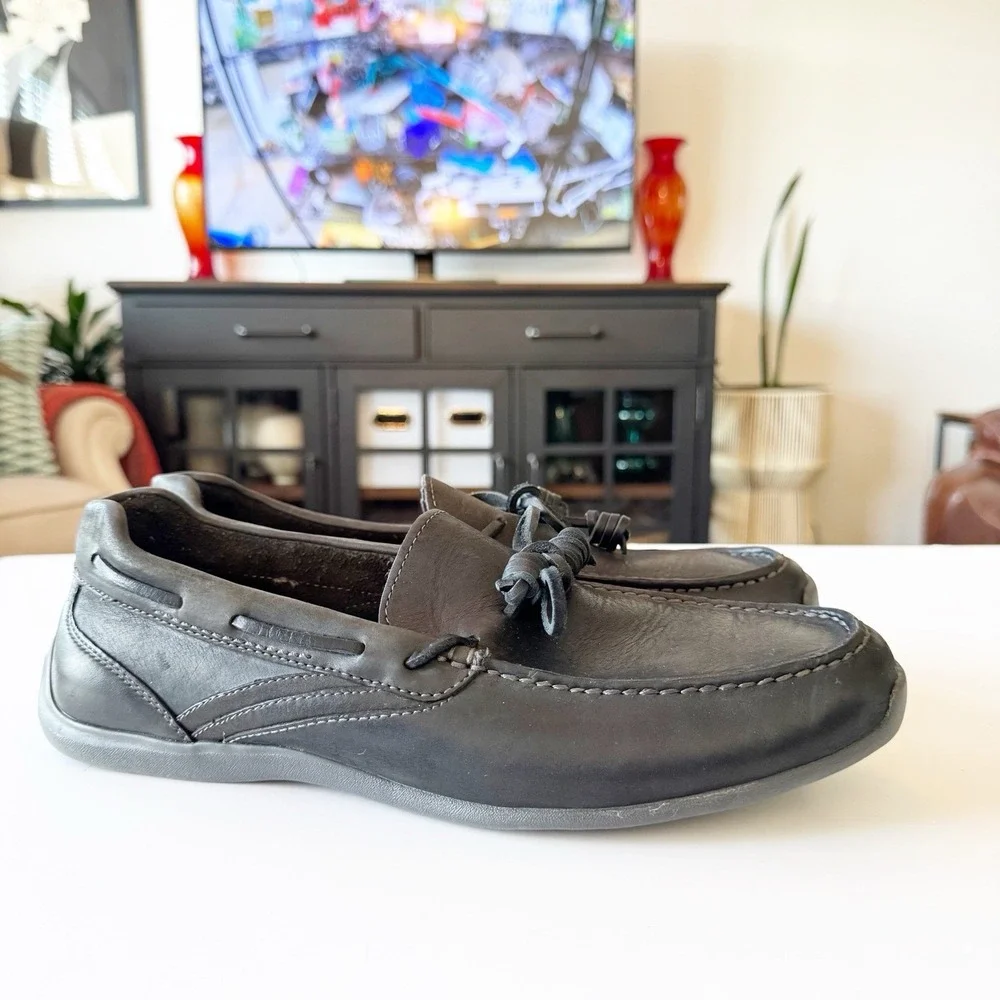 Rockport Men's Black Drivesports Lite One Eye Leather Loafer Size 10 Adiprene